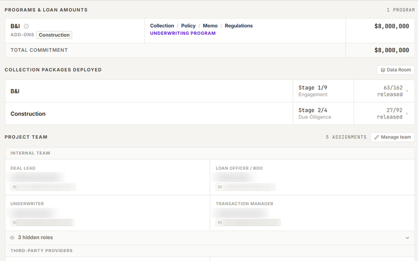 Focused CORE project crop showing two independently staged collection workflows