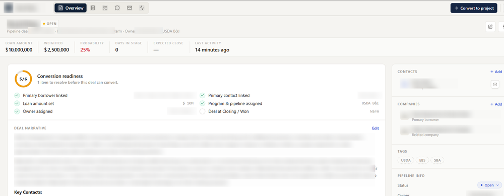Redacted focused crop of CORE conversion readiness